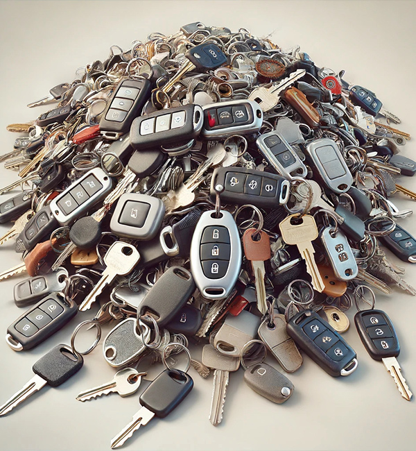 Large pile of assorted keys, representing the extensive locksmith services offered by Urlocksmith in Panama City Beach.